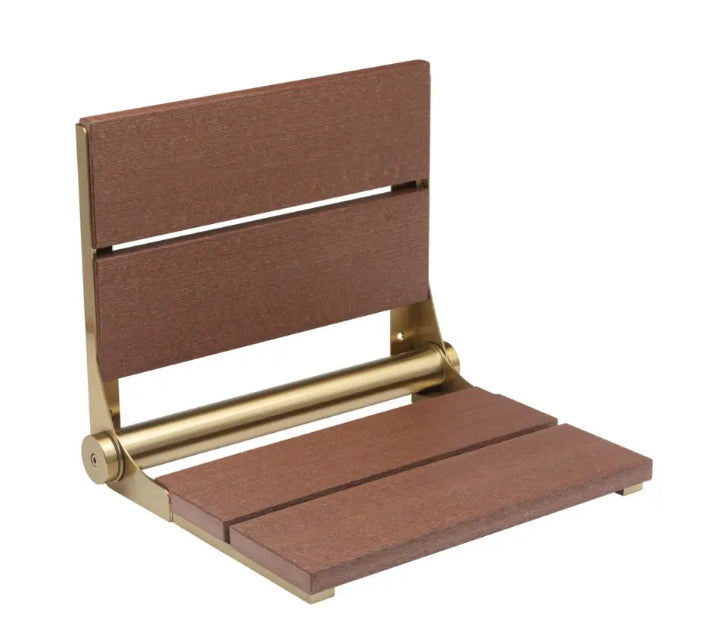 26″ Bilanx Shower Seat in Brushed Gold Finish.