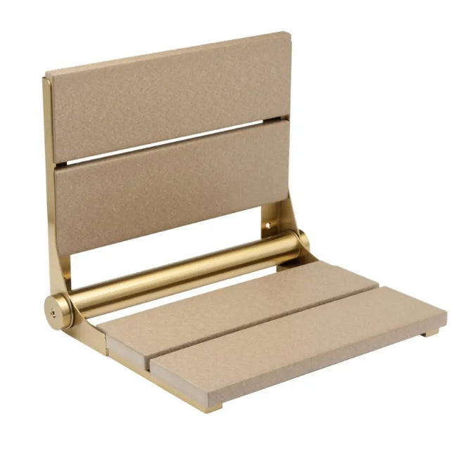 26″ Bilanx Shower Seat in Brushed Gold Finish.