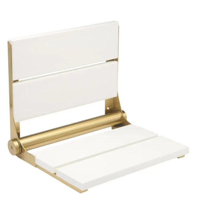 26″ Bilanx Shower Seat in Brushed Gold Finish.