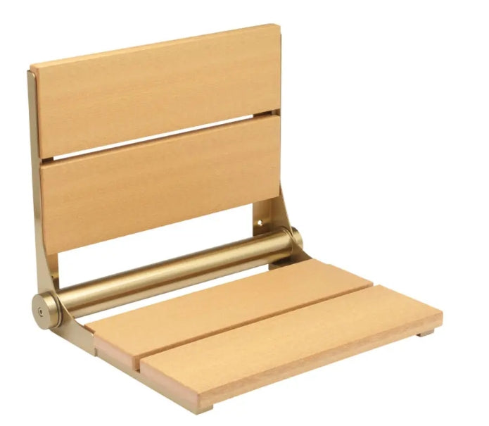 26″ Bilanx Shower Seat in Brushed Gold Finish.