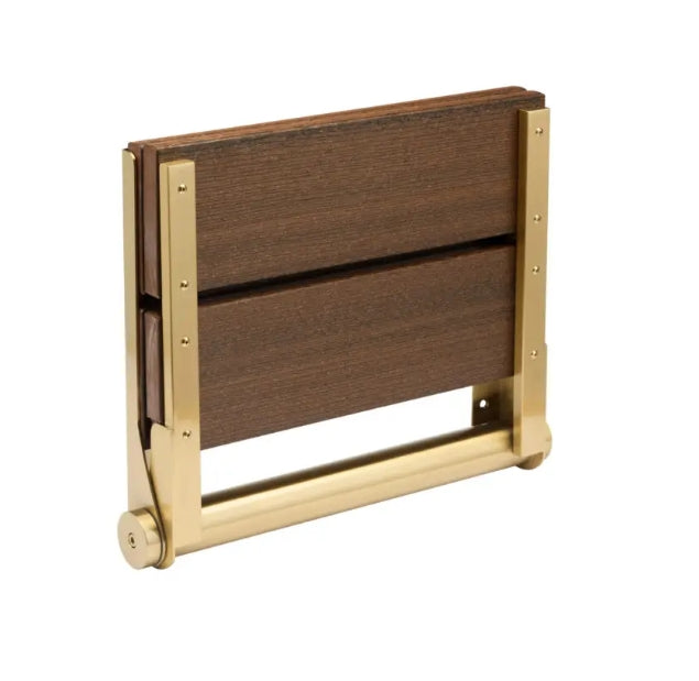 26″ Bilanx Shower Seat in Brushed Gold Finish.