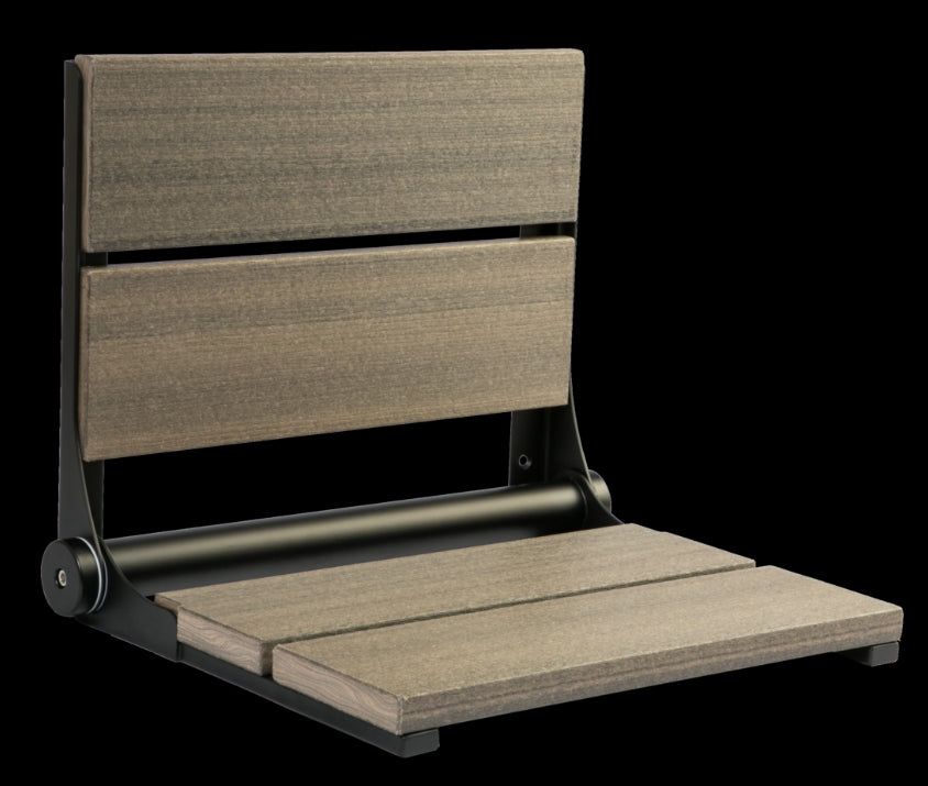 18″ Bilanx Shower Seat in Matte Black Finish.