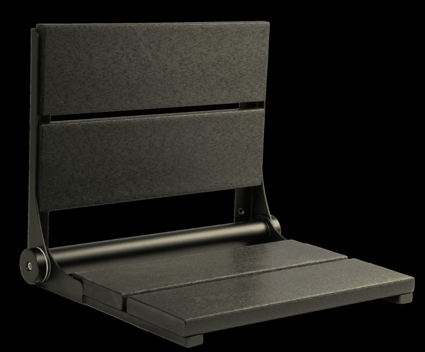 18″ Bilanx Shower Seat in Matte Black Finish.