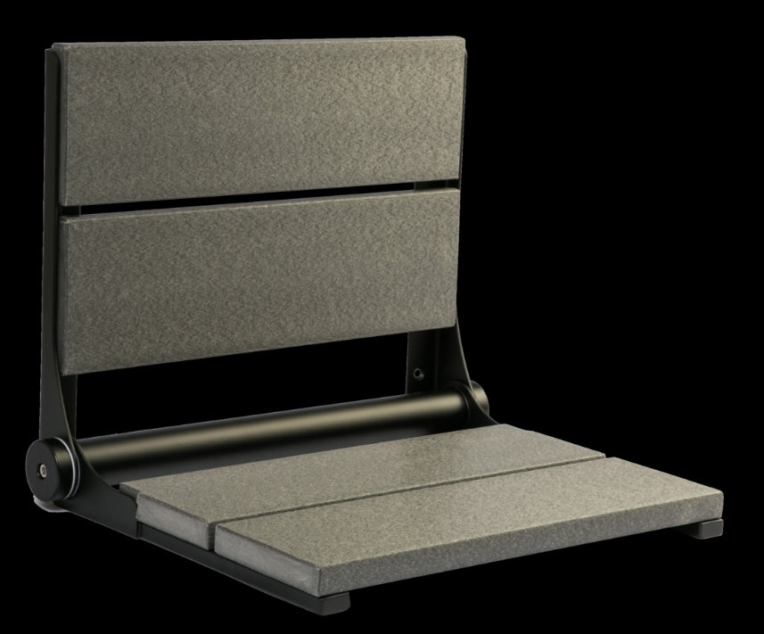 18″ Bilanx Shower Seat in Matte Black Finish.