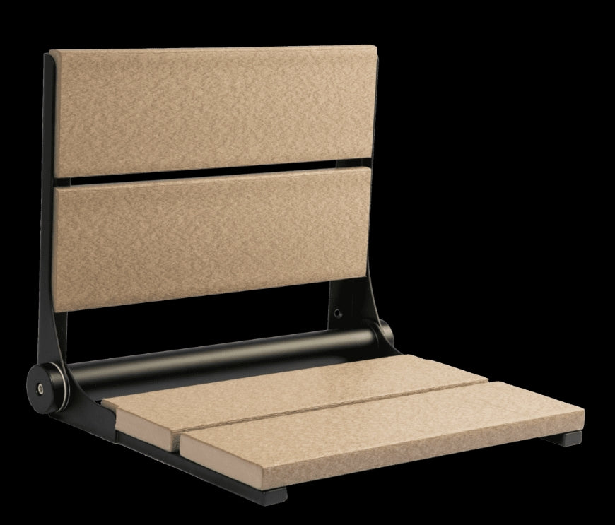 18″ Bilanx Shower Seat in Matte Black Finish.