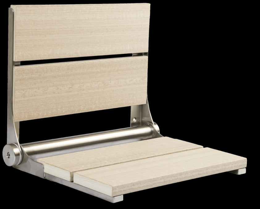 18″ Bilanx Shower Seat in Brushed Stainless Finish.
