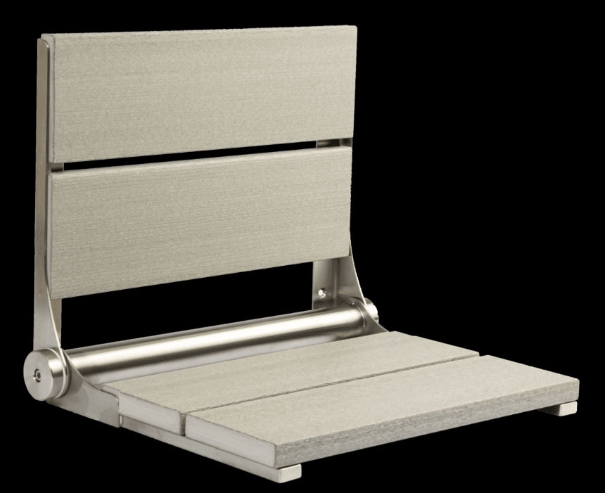 18″ Bilanx Shower Seat in Brushed Stainless Finish.