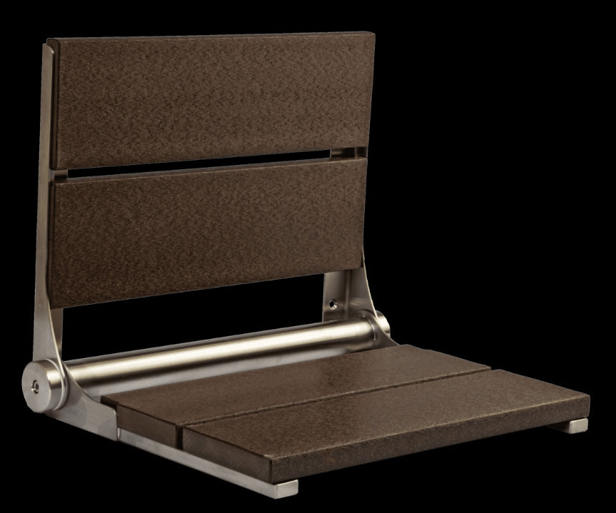 18″ Bilanx Shower Seat in Brushed Stainless Finish.