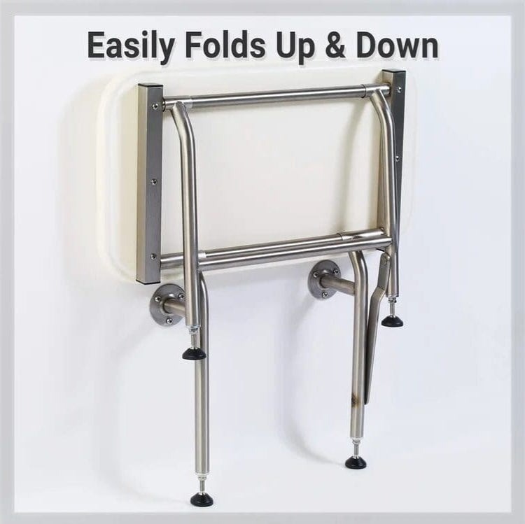 18″ White fold-up padded shower seat