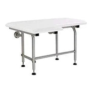 26″ White fold-up padded L-shaped shower seat (right)