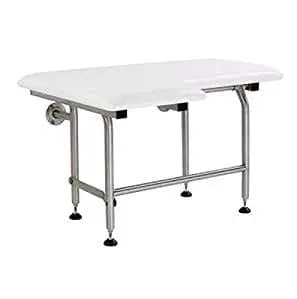 26″ White fold-up padded L-shaped shower seat (right)