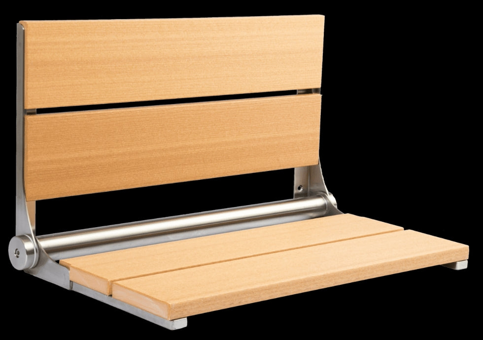26″ Bilanx Shower Seat in Brushed Finish.