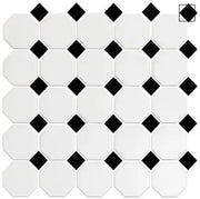 CC Mosaics Snow White & Black (12x12 Octagon Mosaic)