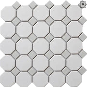CC Mosaics Snow White & Gray (12x12 Octagon Mosaic)