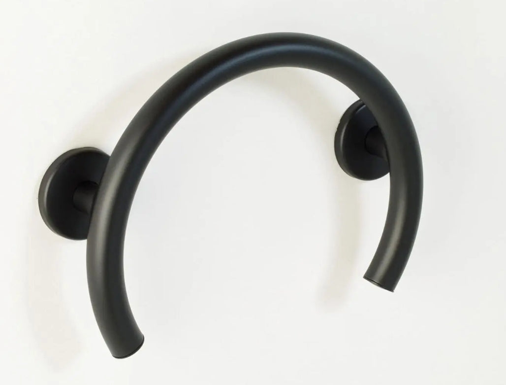 Polished shower valve ring grab bar
