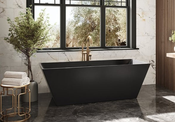 Fleurco Calando Black Grande Freestanding Acrylic Tub BCA6829 Series