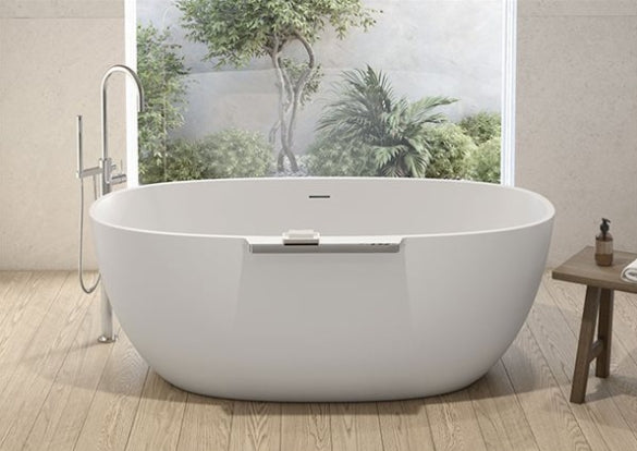 Fleurco Lucia Freestanding Tub with Shelf – Solid Surface – BTLU6335