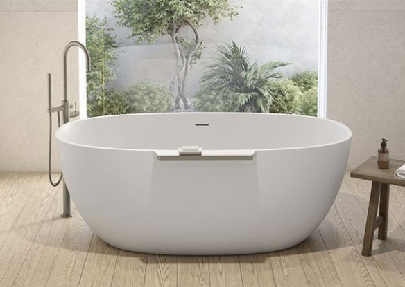 Fleurco Lucia Freestanding Tub with Shelf – Solid Surface – BTLU6335