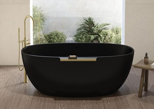 Fleurco Lucia Freestanding Tub with Shelf – Solid Surface – BTLU6335