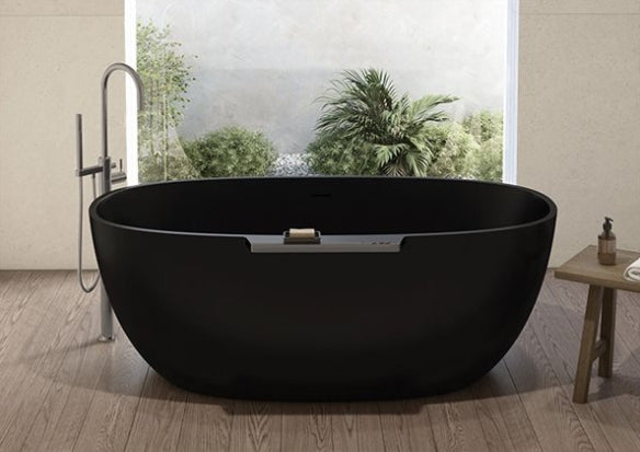 Fleurco Lucia Freestanding Tub with Shelf – Solid Surface – BTLU6335