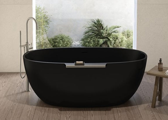Fleurco Lucia Freestanding Tub with Shelf – Solid Surface – BTLU6335