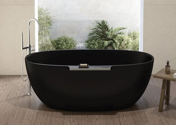Fleurco Lucia Freestanding Tub with Shelf – Solid Surface – BTLU6335