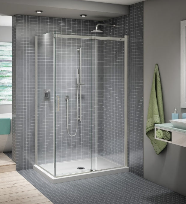 Fleurco Apollo NAPS 2-Sided CRP Sliding Shower Door with Return Panel, SekurPlus + EZ Clean, 75"H
