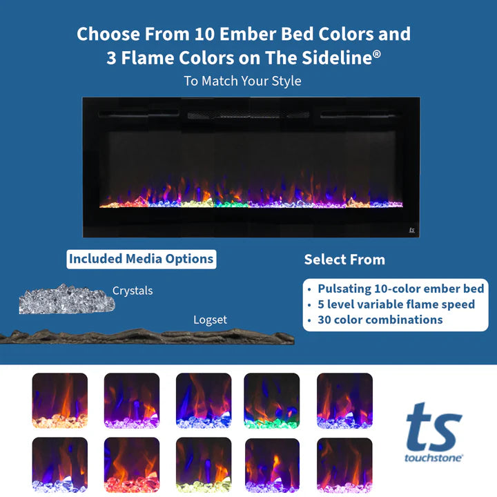 Touchstone Sideline® 40" Recessed Smart Electric Fireplace with Heat – 80027