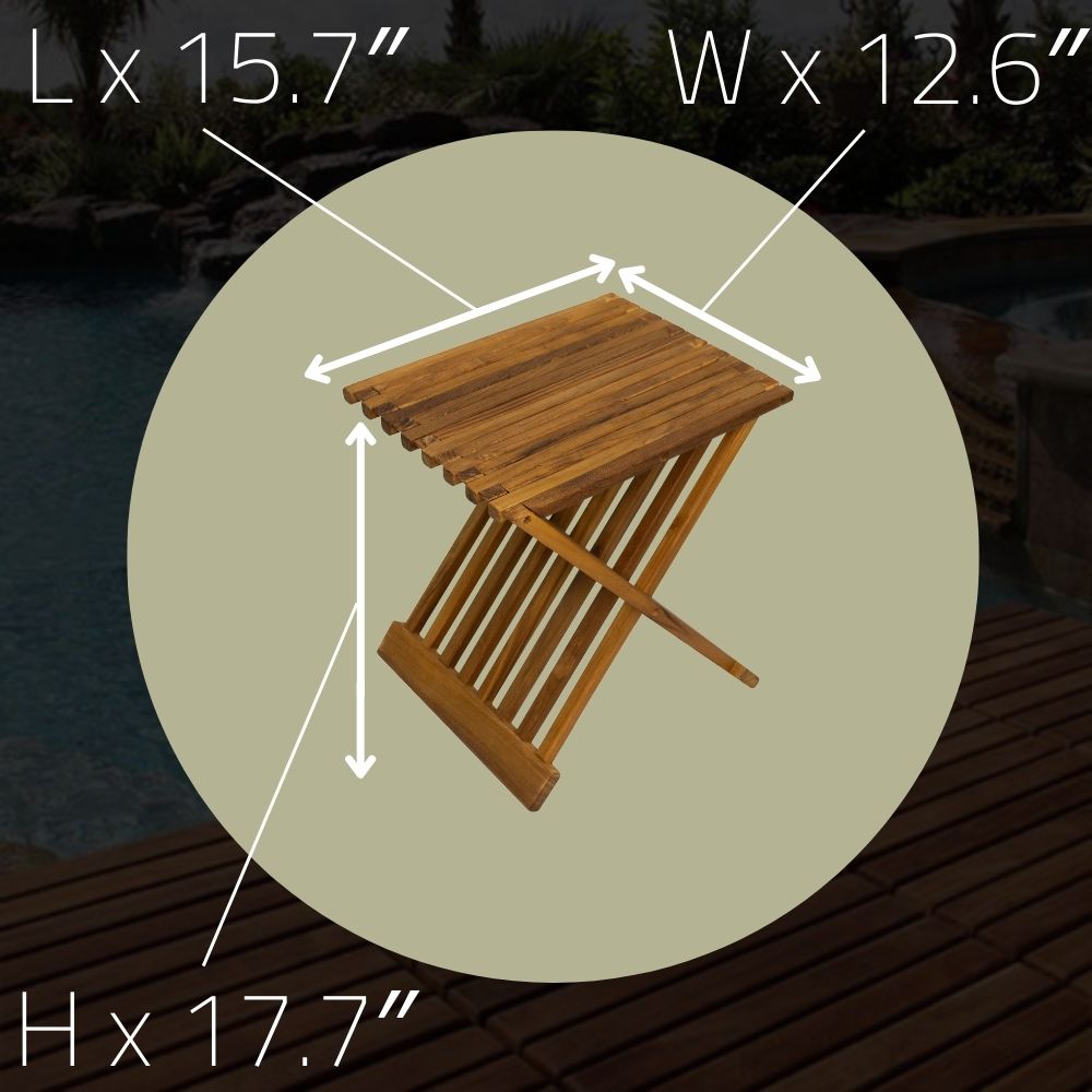 Winchester Teak Shower and Bath Folding Stool with Horizontal Slats