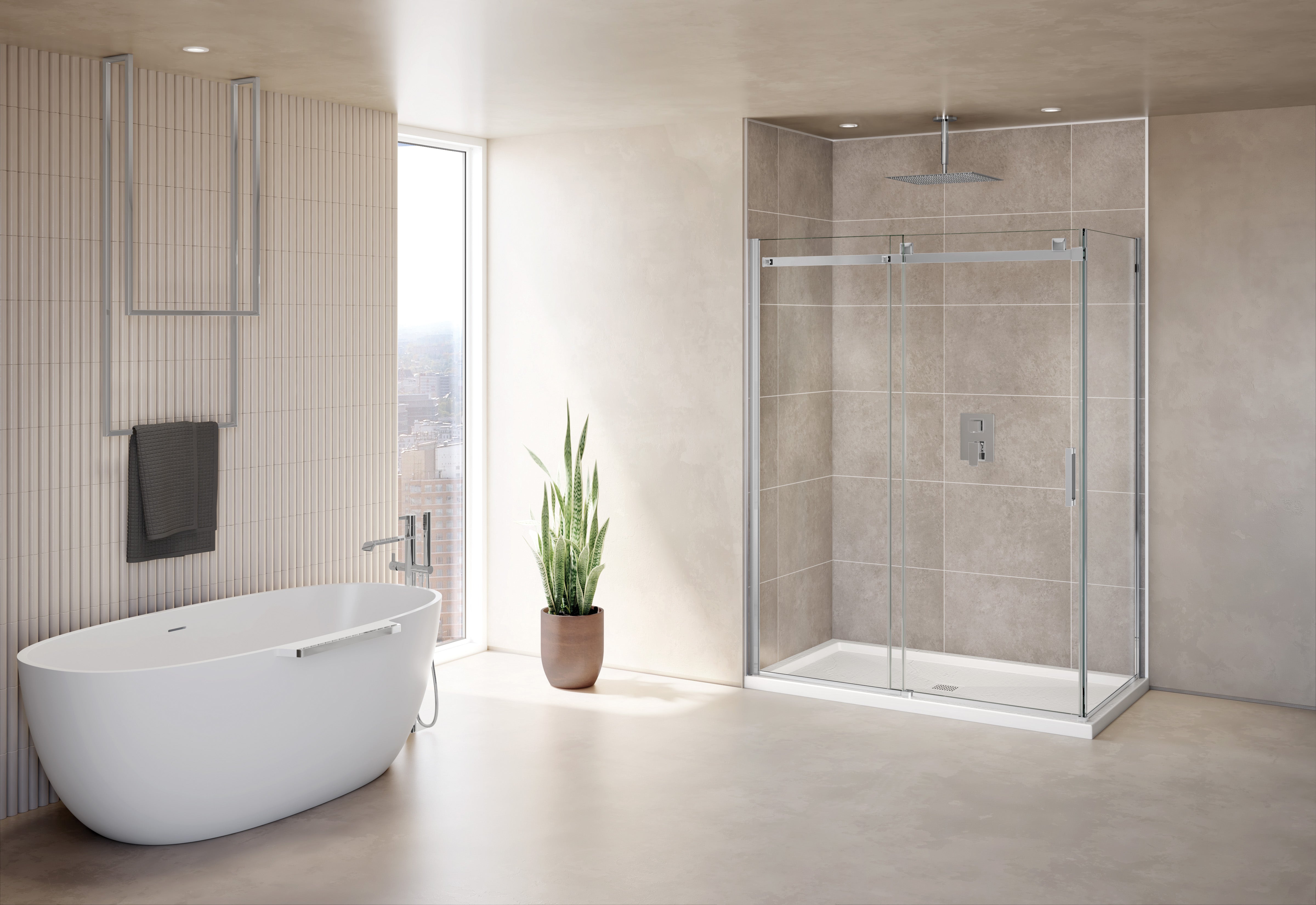 Skyline 2 sided Shower Door - Matte Black