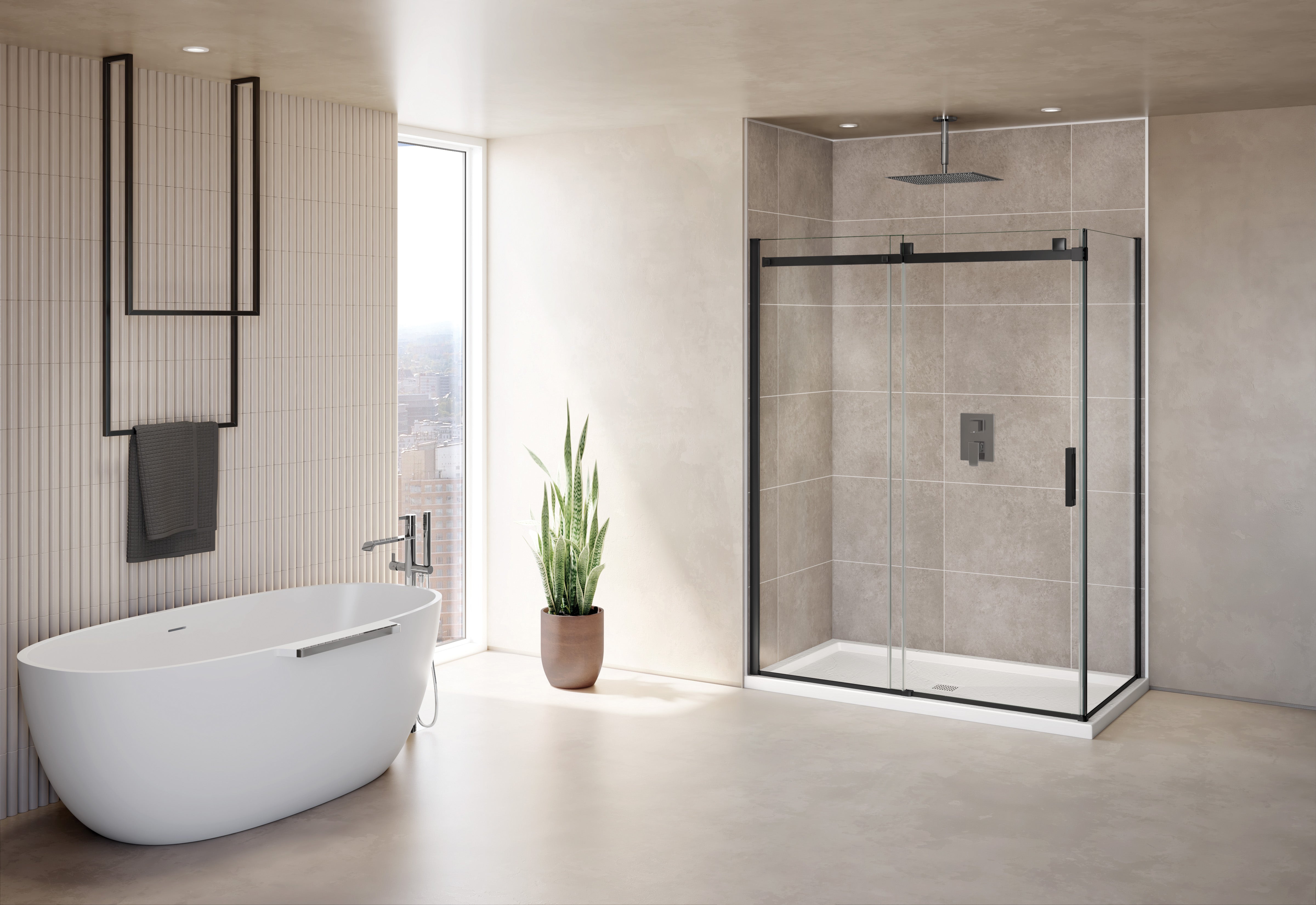Skyline 2 sided Shower Door - Matte Black