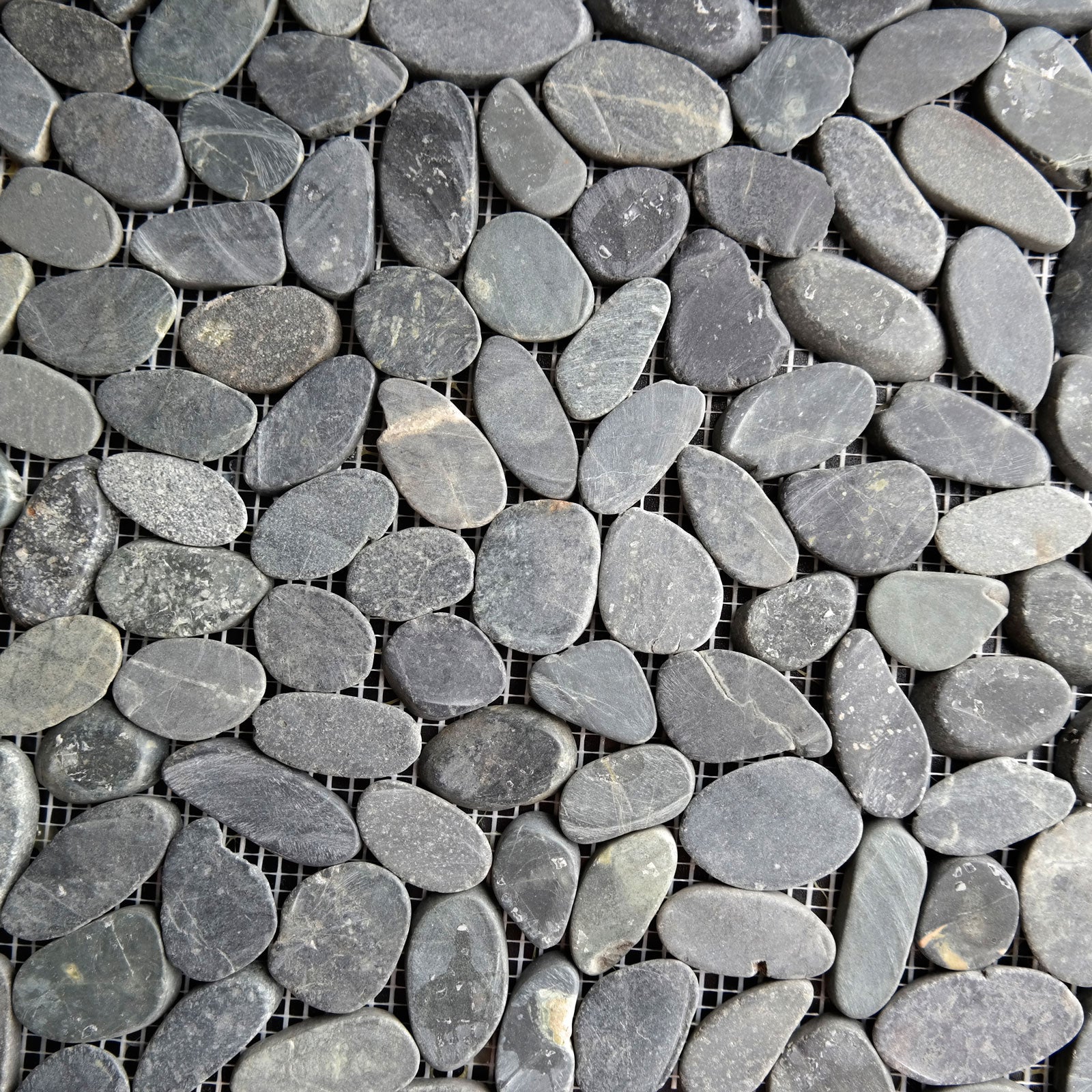 Sliced Pebble Mosaic Black Stone Honed