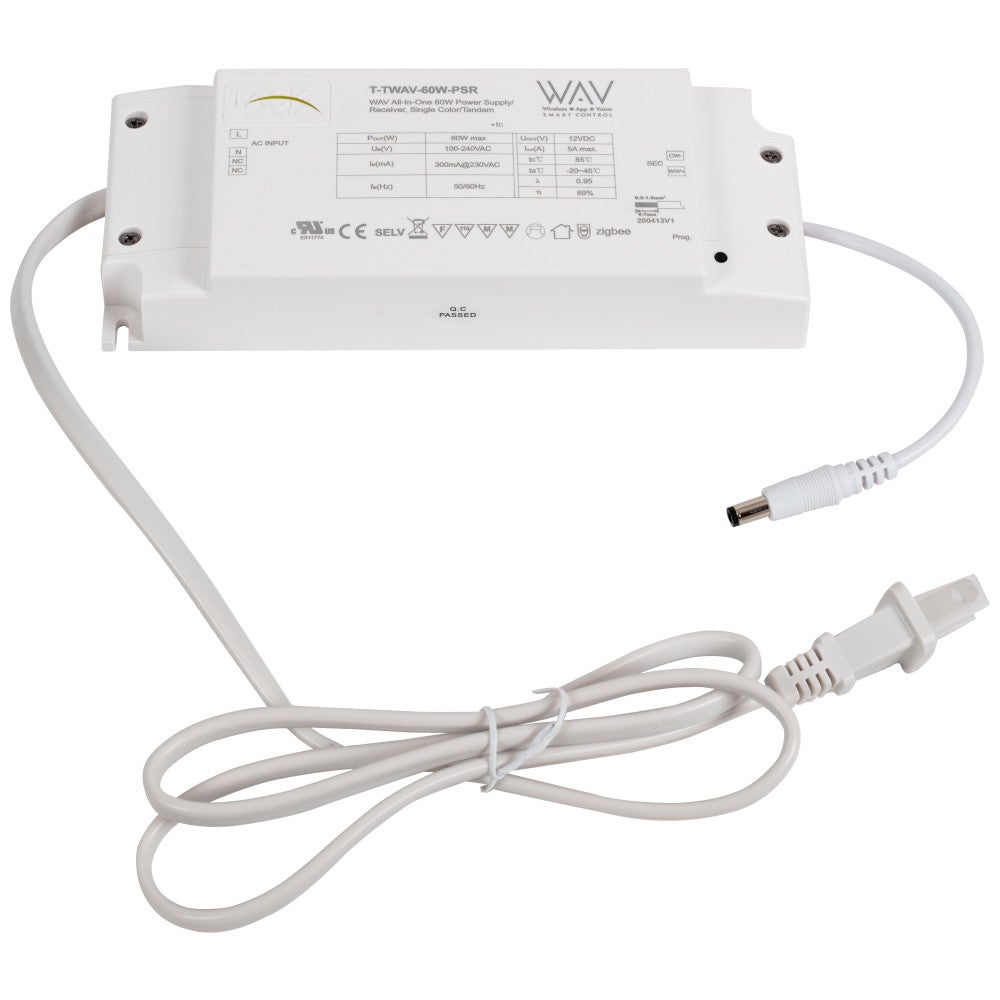 Hardware Resources 60-Watt WAV SMART CONTROL 12V Single-White/Tunable-White Smart Receiver/Power Supply, Zigbee Technology