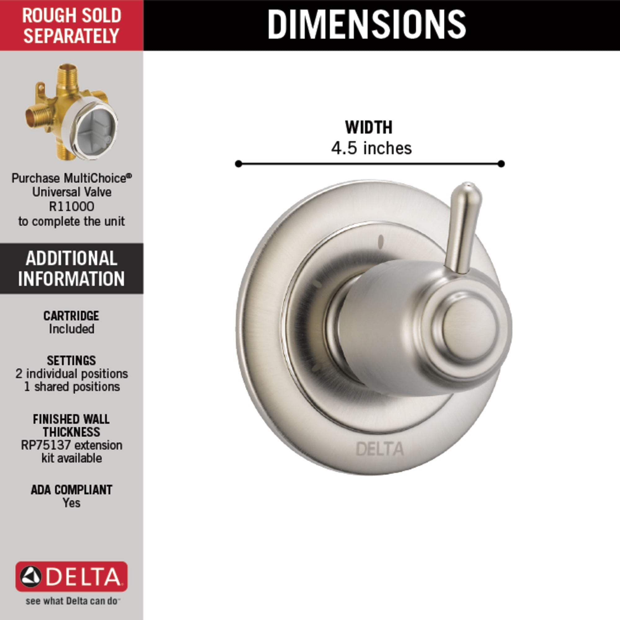 Delta Other 3-Setting 2-Port Diverter Trim
