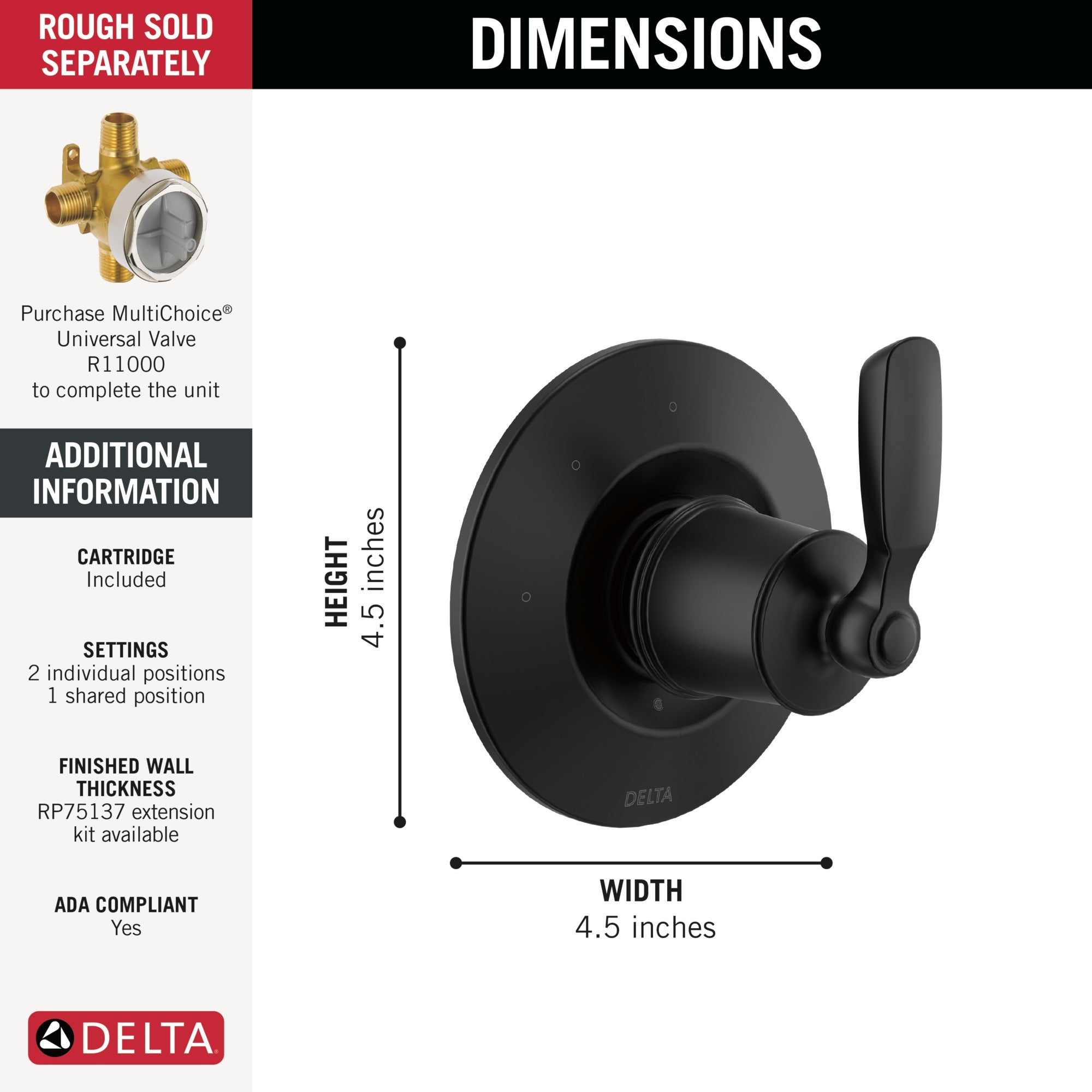 Delta Woodhurst™ 3-Setting 2-Port Diverter Trim