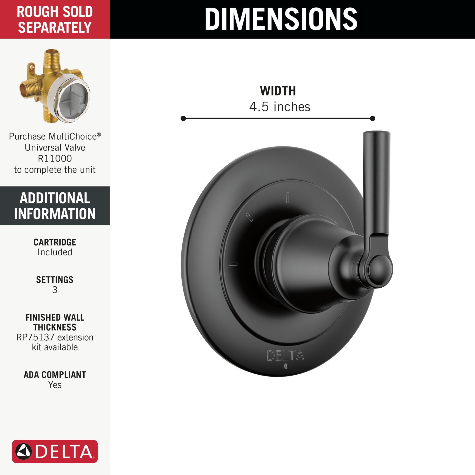Delta Saylor® 3-Setting 2-Port Diverter Trim