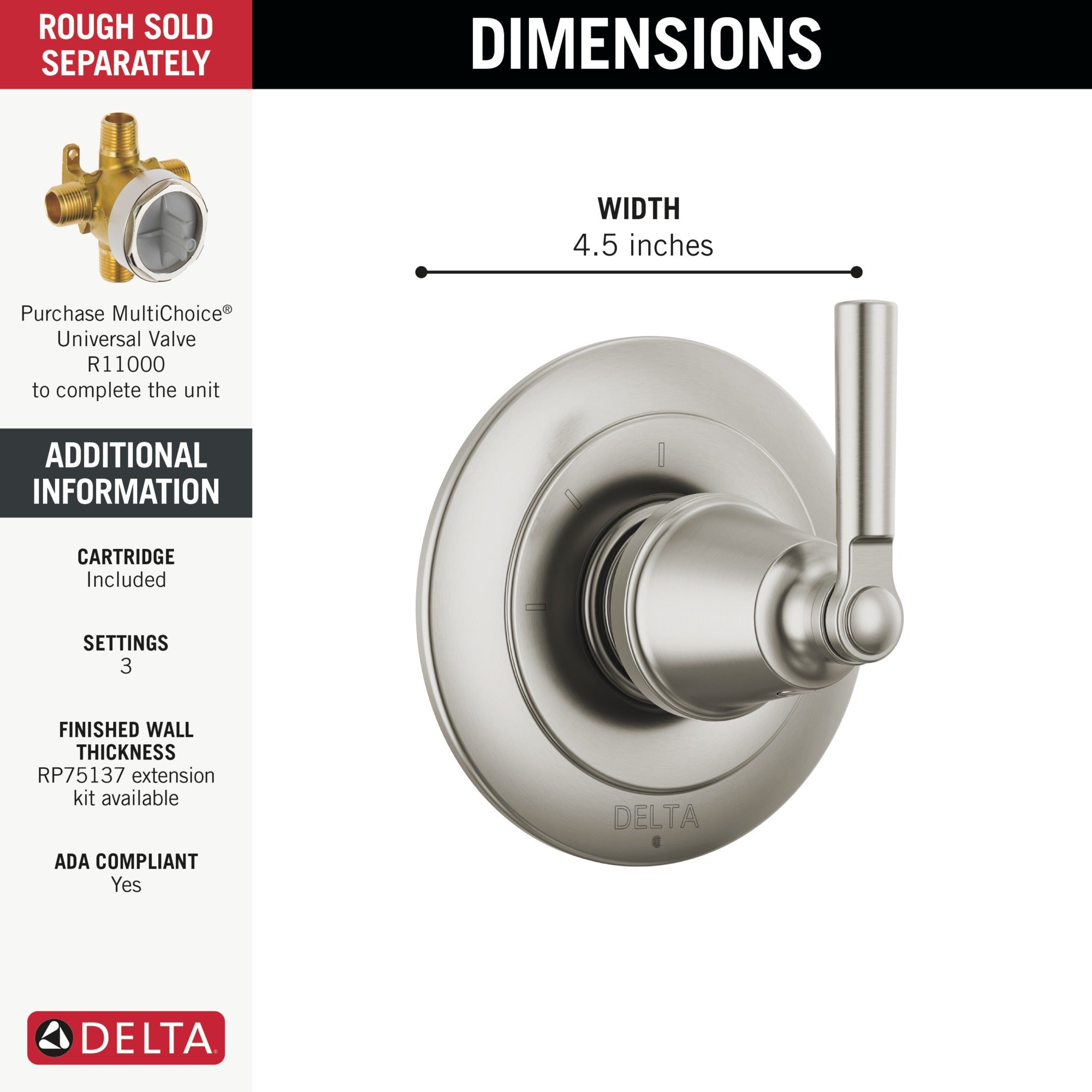Delta Saylor® 3-Setting 2-Port Diverter Trim