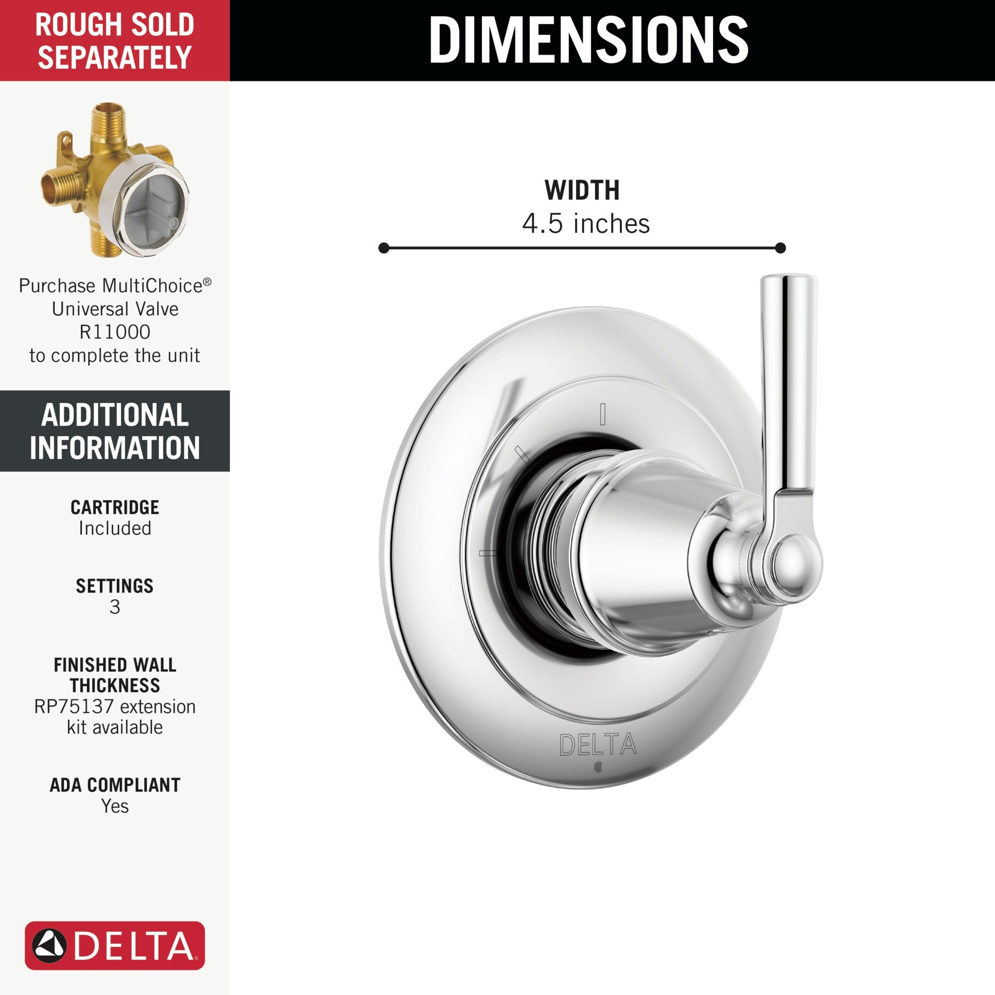 Delta Saylor® 3-Setting 2-Port Diverter Trim