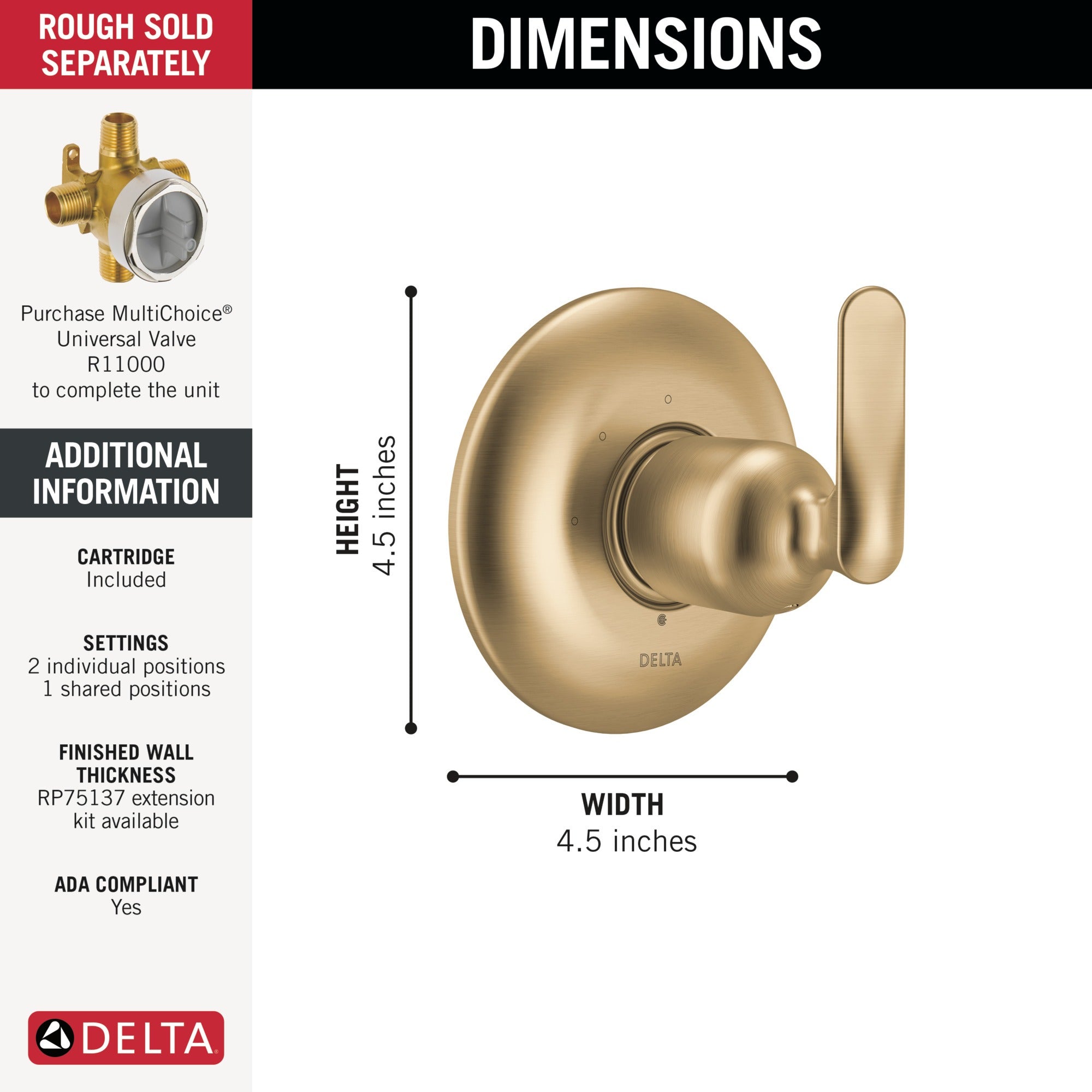 Delta Bonacci™ 3-Setting Diverter Trim