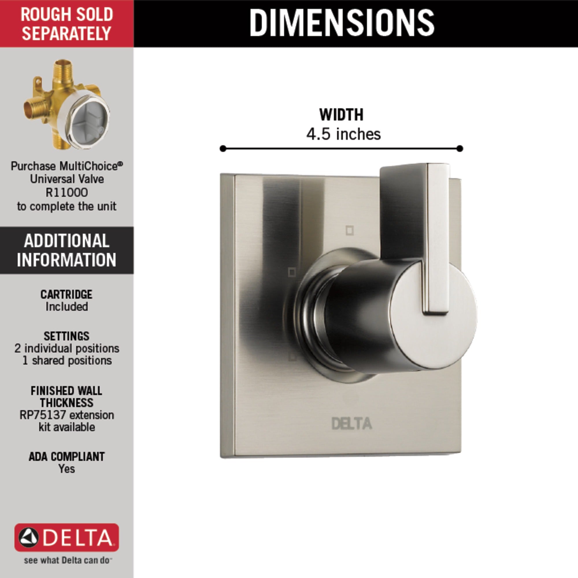 Delta Vero® 3-Setting 2-Port Diverter Trim