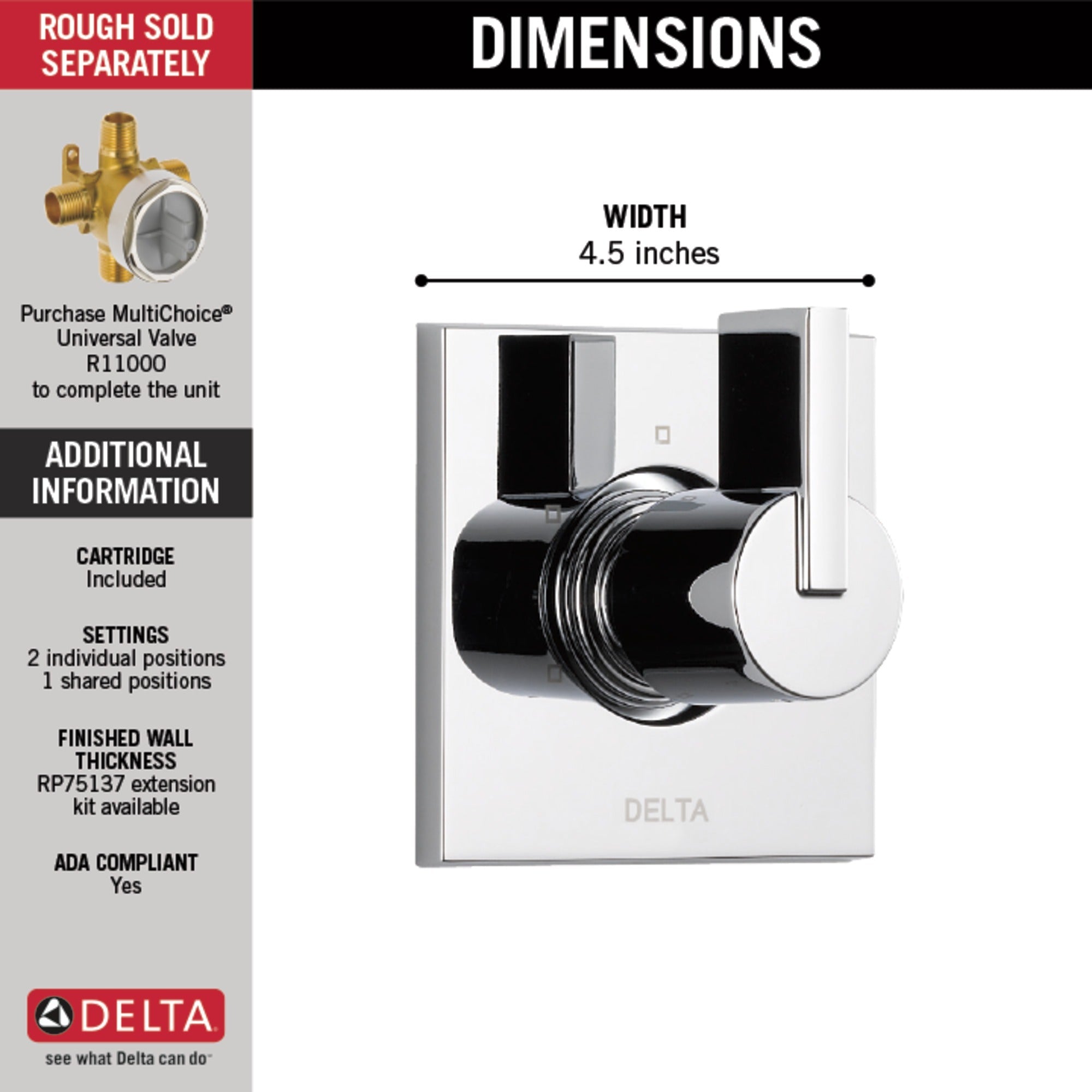 Delta Vero® 3-Setting 2-Port Diverter Trim