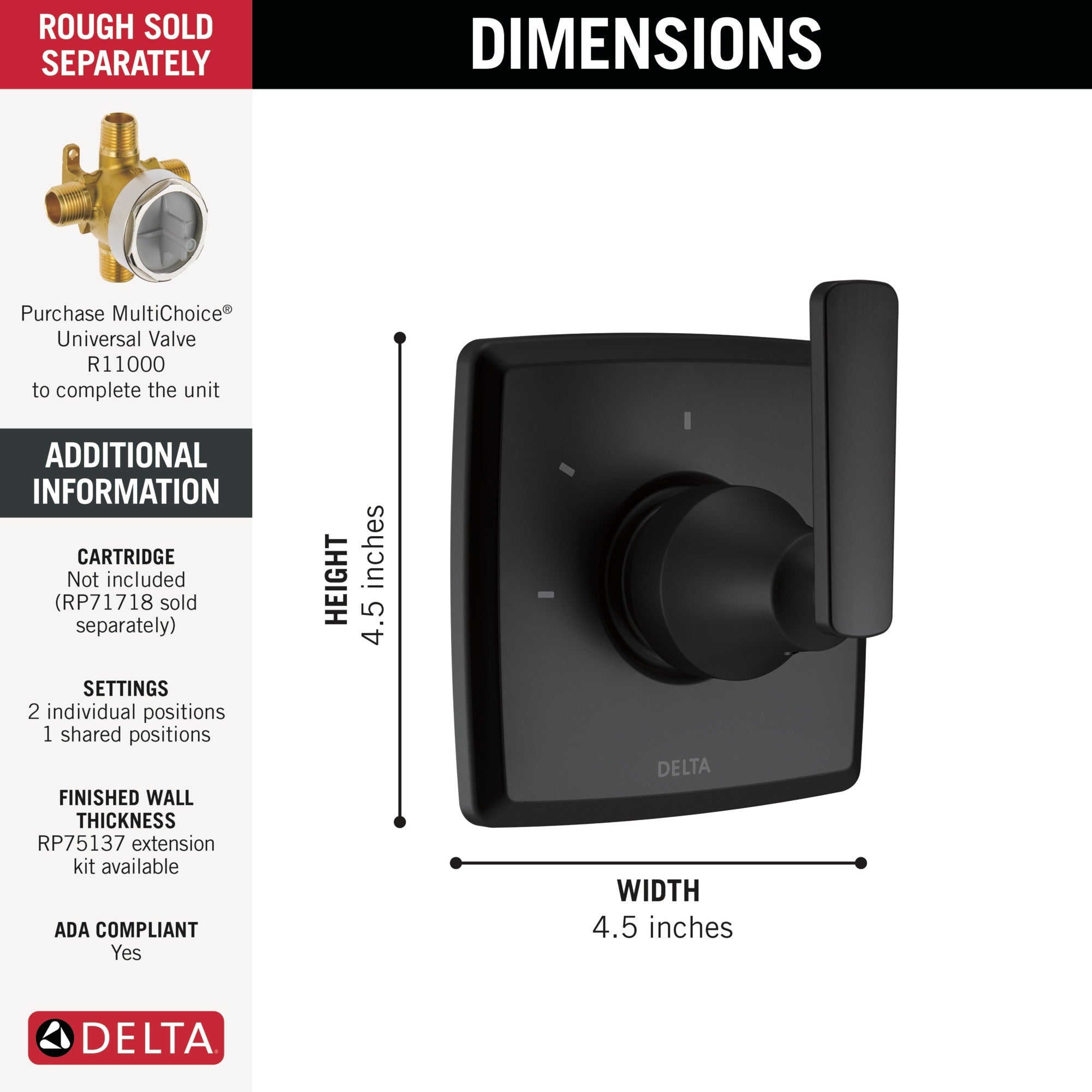 Delta Ashlyn® 3-Setting 2-Port Diverter Trim