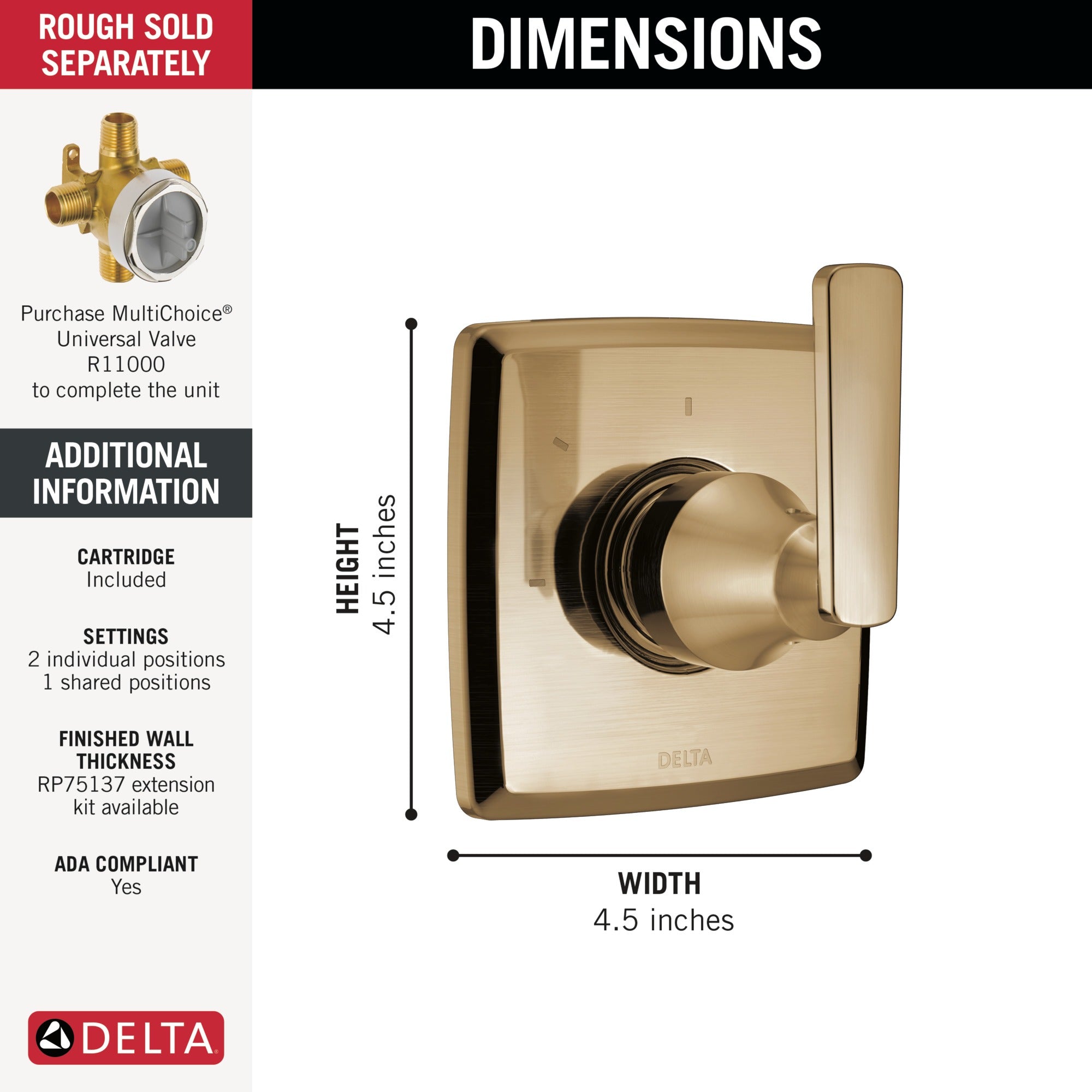 Delta Ashlyn® 3-Setting 2-Port Diverter Trim