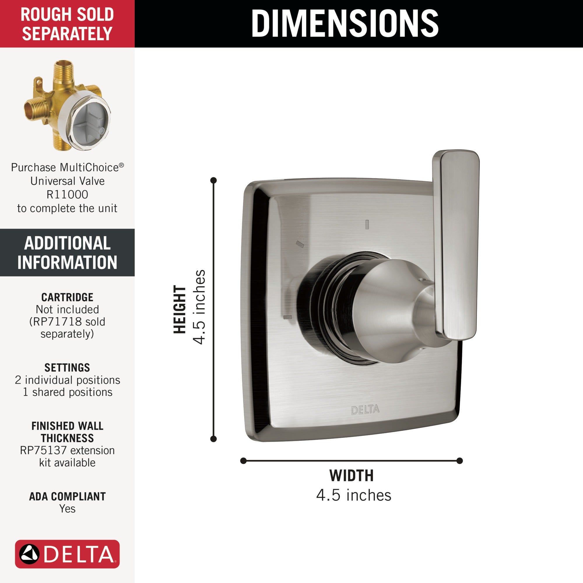 Delta Ashlyn® 3-Setting 2-Port Diverter Trim