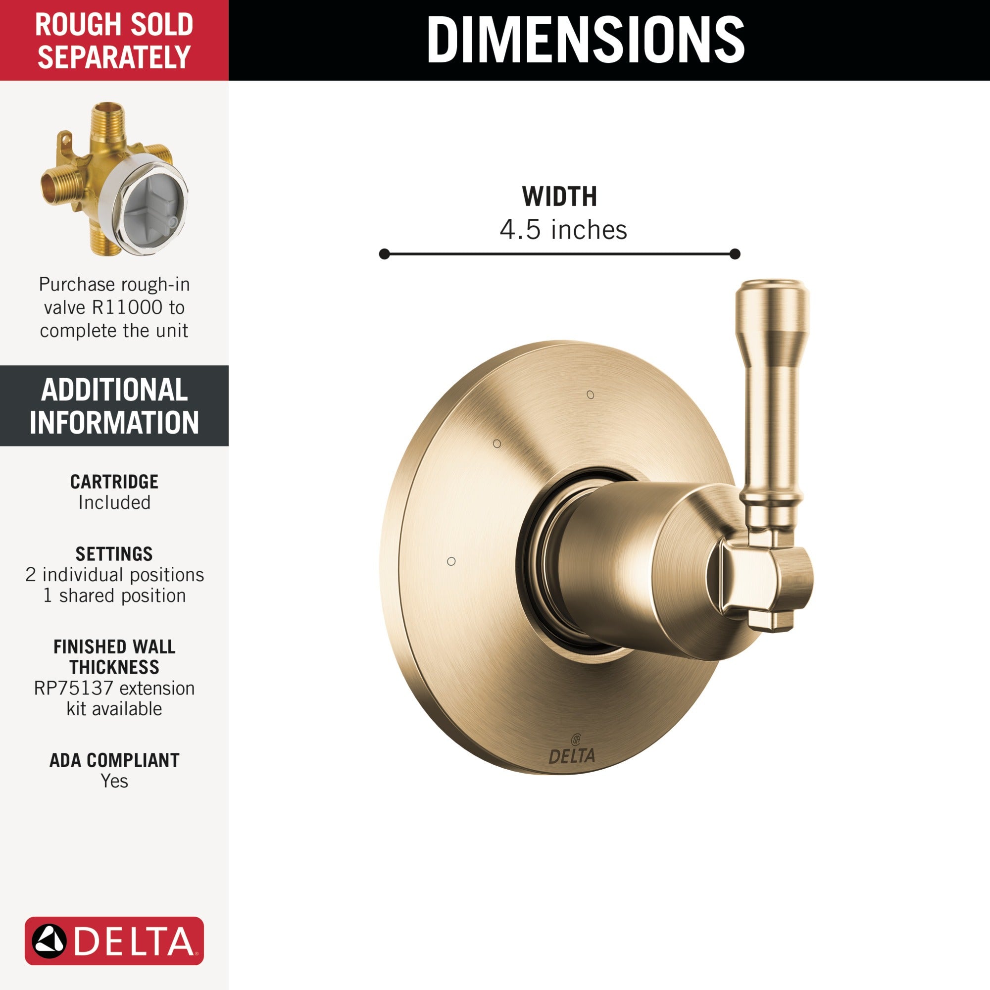 Delta Broderick® 3-Setting Diverter Trim