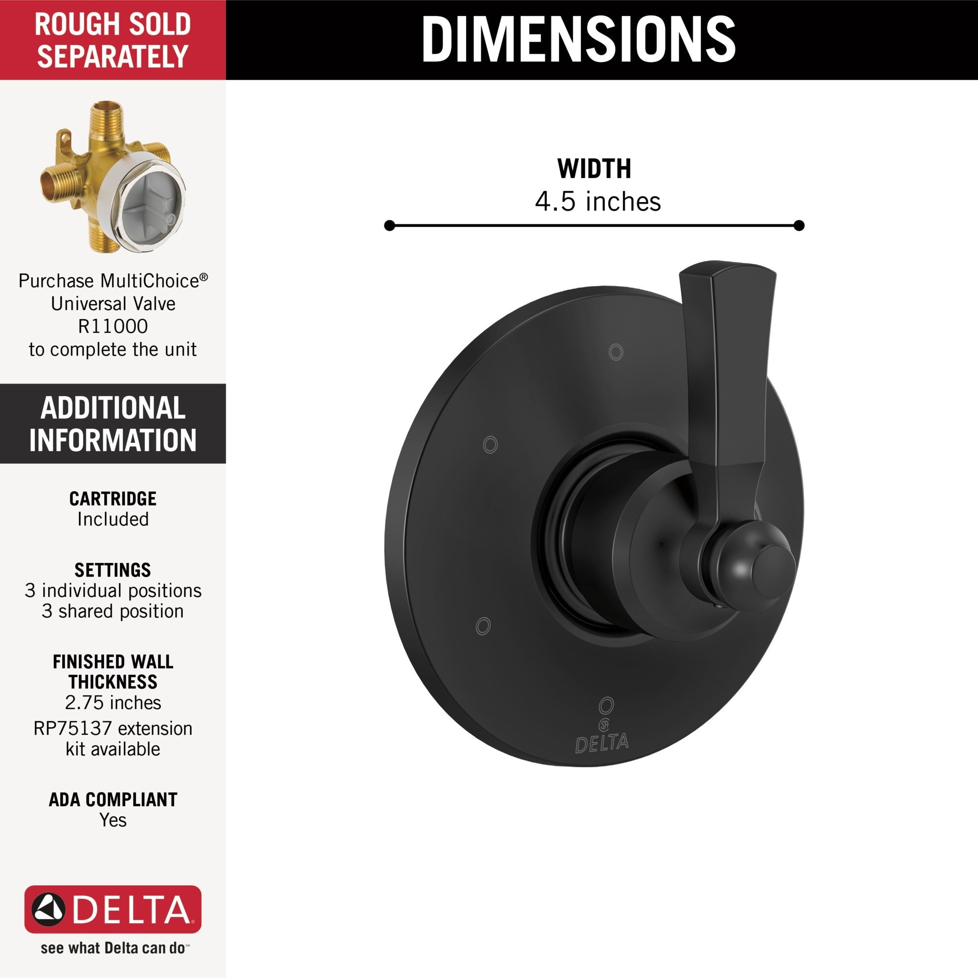 Delta Dorval™ 6 Setting Diverter Trim