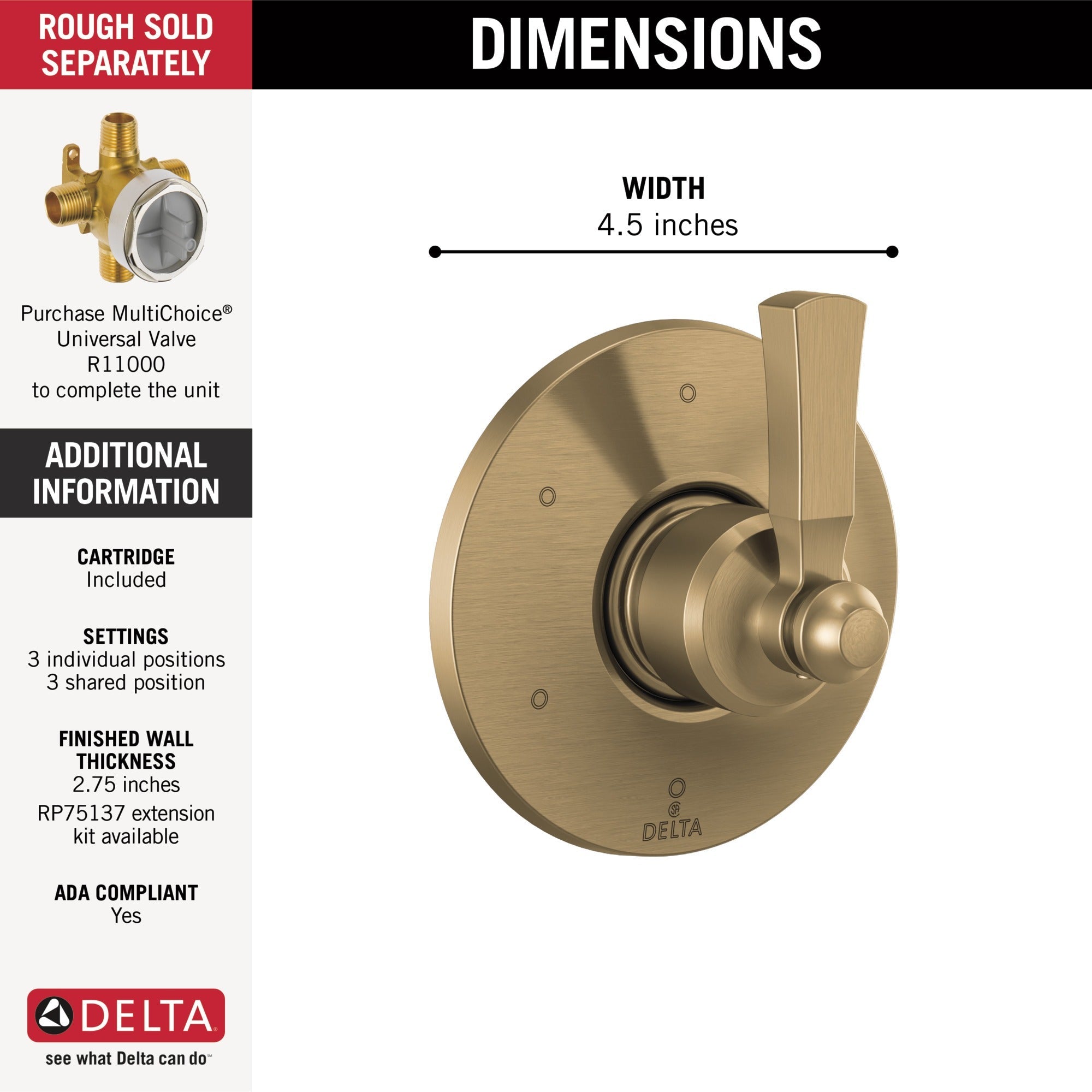 Delta Dorval™ 6 Setting Diverter Trim