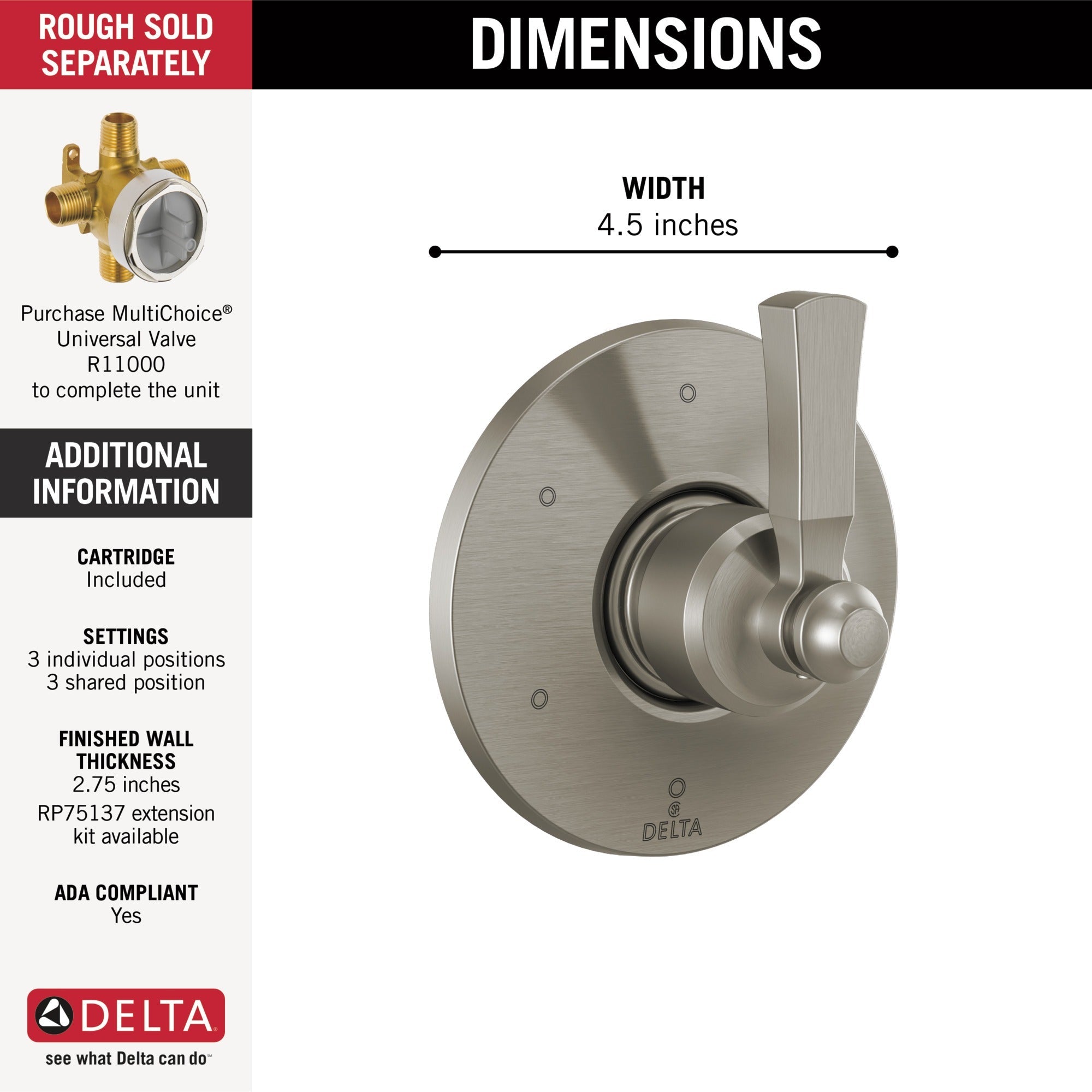 Delta Dorval™ 6 Setting Diverter Trim