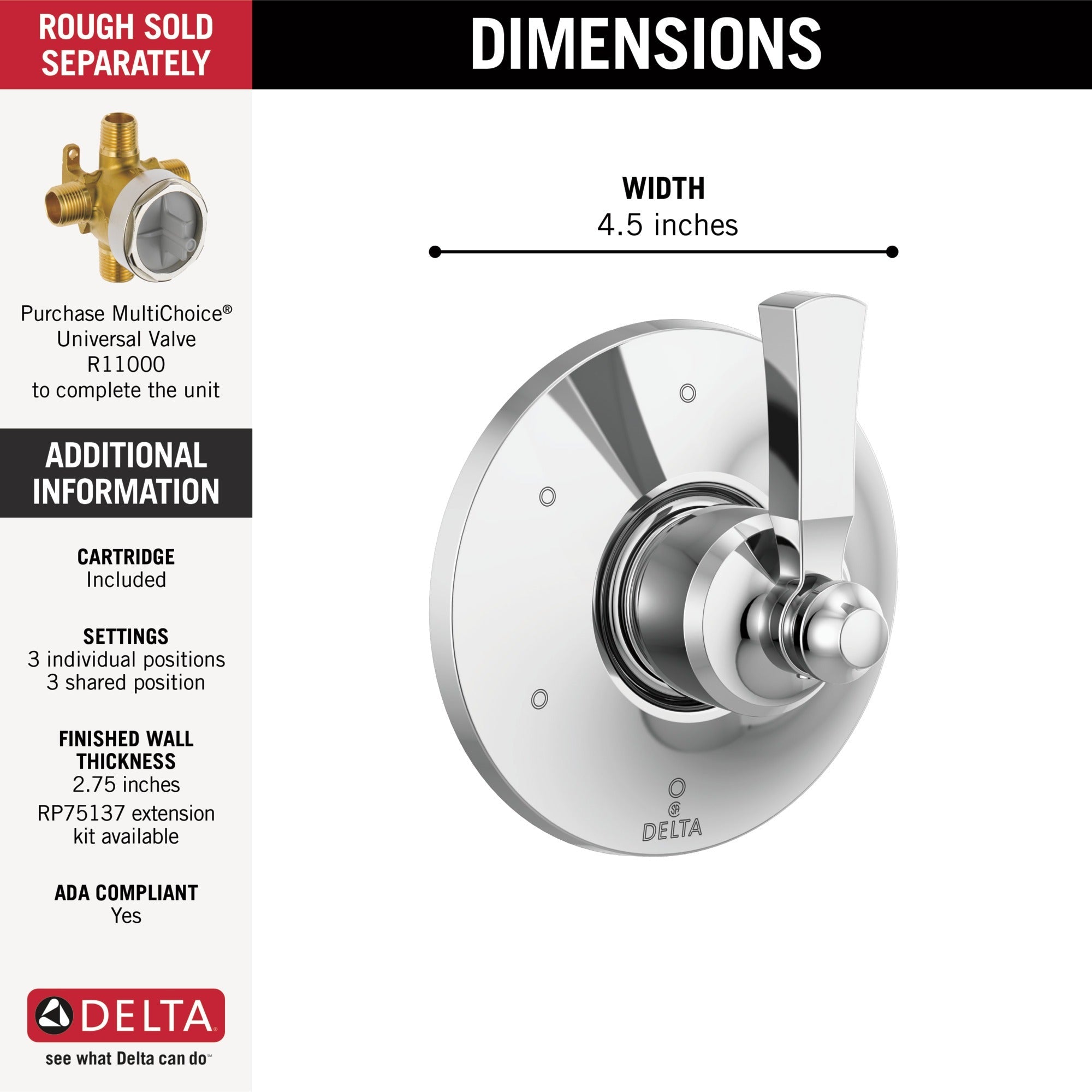 Delta Dorval™ 6 Setting Diverter Trim