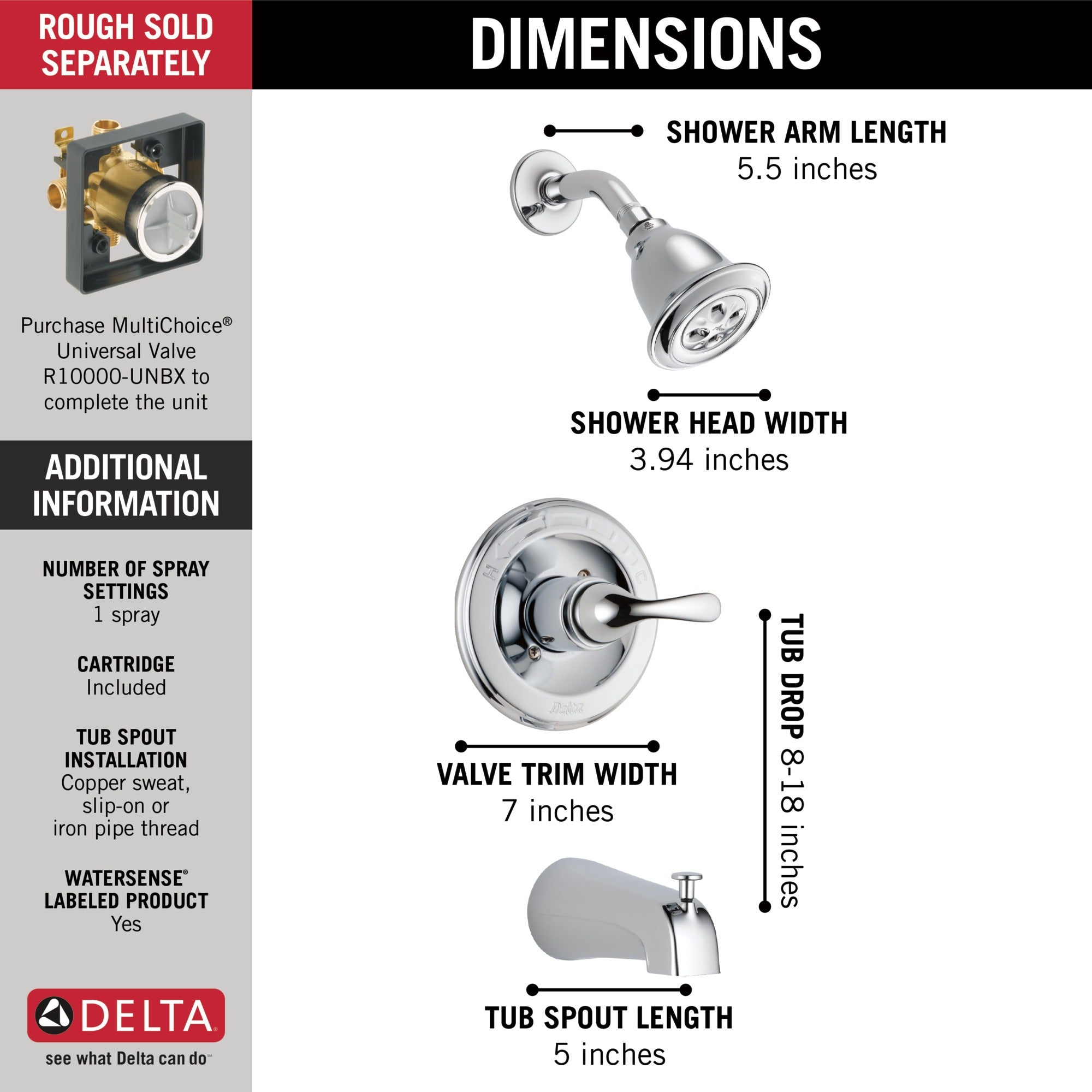 Delta Classic Monitor® 13 Series H2OKinetic® Tub & Shower Trim